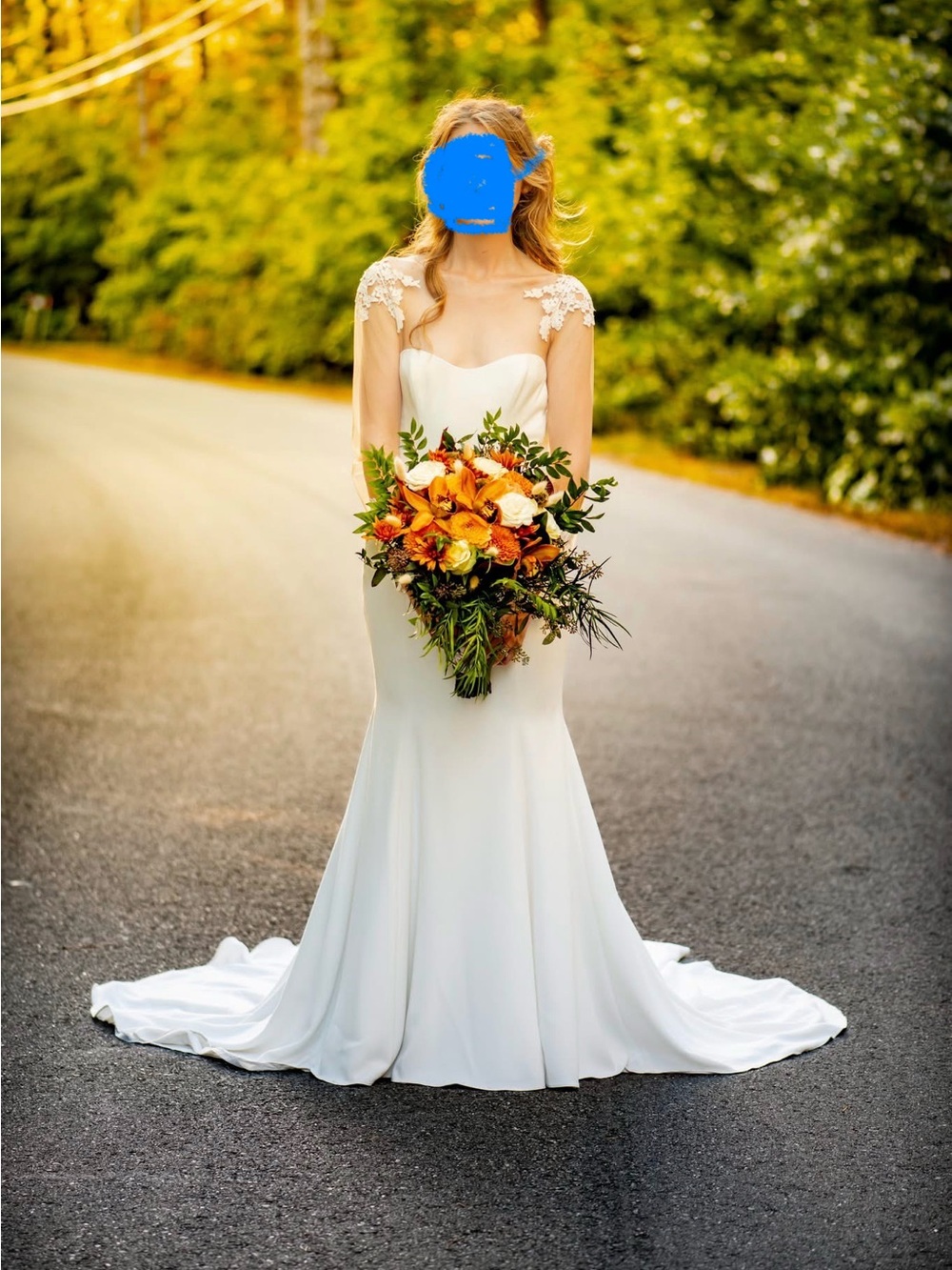 Elegant White Backless Lace-Sleeve Mermaid Wedding Dress from Vows